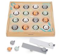 Mamabrum, Pez Volador - Juguete de Madera, Plataforma de Madera con Muchos Agujeros, 2 catapultas, 16 Peces pequeños, Juguete ecológico, para niños a Partir de 3 años, Juego de Pesca Montessori