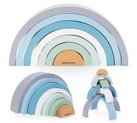 mamabrum Rompecabezas de Madera Arco Iris - Juguete para Niños con 7 Piezas para Construir Túneles y Puentes - Puzzle Madera Educativo Que Desarrolla Coordinación y Creatividad