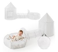 Mamabrum Set de Juego 3 en 1 con Castillo, Túnel y Piscina de Bolas para Niños, Poliéster 190T con Recubrimiento PA, Malla Mesh y Alambre de Acero Galvanizado, 105x105x145 cm