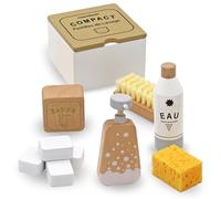 Mamabrum Set Limpieza Juguete de Madera para Niños - Kit 10 Piezas con Escoba y Recogedor, Cepillo, Esponja, Caja Almacenamiento - Juego Educativo Roles 3+ Años