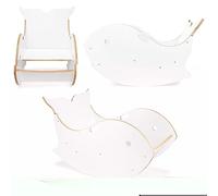 Mamabrum Silla Infantil Madera - Butaca Infantile Ligera - Mecedora para Niños con Forma de Ballena - Asas de Transporte - Blanco