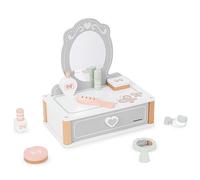 mamabrum, Tocador Infantil de Madera con Accesorios, Tocador con Frasco de Perfume, Esmalte de Uñas, Labial, Paleta con Sombras de Imitación, Estuche para Polvo, para Niños