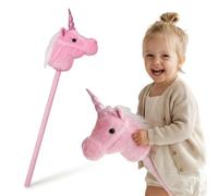 mamabrum Unicornio Hobby Horse Rosa 80 cm para Niños con Riendas | Un Compañero Mágico Para Juegos Activos, Imaginación Sin Límites y Desarrollo Motriz Desde Temprana Edad.