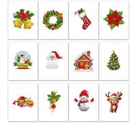 MAMACHU 12 Piezas Mini Diamond Painting Navidad, Pintura de Diamantes de Rápida Finalización para Niños Adultos, Christmas 5D DIY Diamond Painting para Decoración de Navidad(15 * 18cm)