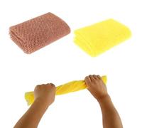 Mamamax - Esponja de red africana, 30 x 80 cm, longitud 124,5 cm, guante de baño africano exfoliante de ducha, purificador de cuerpo, esponja de flor de ducha Loofah Luffa, baño cepillo, amarillo y