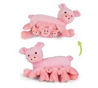 Mamanimals Peluche de cerda con 3 lechones, bebés en el Vientre con Cremallera, tetinas magnéticas para amamantar, Set de Peluches para niños
