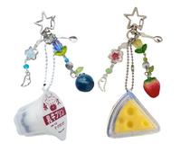 Mamarmot Paquete de 2 correas de anime para teléfono celular, llavero Goj Geto figura Y2k cadena de teléfono con cuentas de pez de la suerte estrella llavero, S, Acrílico, No es una piedra preciosa