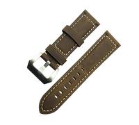 MAMA'S PEARL Accesorios de reloj hechos a mano Vintage Crazy Horse cuero 20mm 22mm 24mm 26mm correa de reloj y correa de reloj(Brown silver clasp,20mm)