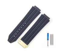MAMA'S PEARL Ajuste Fit For Hublot Apto For Yubo Correa De Reloj Impermeable De Silicona Fusión Clásica Big Bang Goma For Hombres 26 * 19mm 24 * 17mm Accesorios(J01-Blue-Golden-Z2,24x17mm)