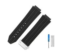 MAMA'S PEARL Ajuste Fit For Hublot Apto For Yubo Correa De Reloj Impermeable De Silicona Fusión Clásica Big Bang Goma For Hombres 26 * 19mm 24 * 17mm Accesorios(J01-Black-Steel-Z2,24x17mm)