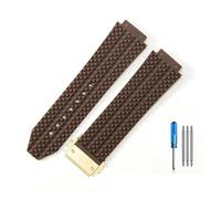 MAMA'S PEARL Ajuste Fit For Hublot Apto For Yubo Correa De Reloj Impermeable De Silicona Fusión Clásica Big Bang Goma For Hombres 26 * 19mm 24 * 17mm Accesorios(J01-Brown-Golden-Z2,26x19mm)