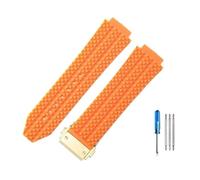 MAMA'S PEARL Ajuste Fit For Hublot Apto For Yubo Correa De Reloj Impermeable De Silicona Fusión Clásica Big Bang Goma For Hombres 26 * 19mm 24 * 17mm Accesorios(J01-Orange-Golden-Z2,24x17mm)