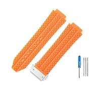 MAMA'S PEARL Ajuste Fit For Hublot Apto For Yubo Correa De Reloj Impermeable De Silicona Fusión Clásica Big Bang Goma For Hombres 26 * 19mm 24 * 17mm Accesorios(J01-Orange-Steel-Z2,24x17mm)