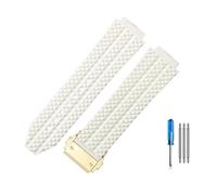 MAMA'S PEARL Ajuste Fit For Hublot Apto For Yubo Correa De Reloj Impermeable De Silicona Fusión Clásica Big Bang Goma For Hombres 26 * 19mm 24 * 17mm Accesorios(J01-White-Golden-Z2,26x19mm)