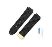 MAMA'S PEARL Ajuste Fit For Hublot Apto For Yubo Correa De Reloj Impermeable De Silicona Fusión Clásica Big Bang Goma For Hombres 26 * 19mm 24 * 17mm Accesorios(J01-Black-Golden-Z2,26x19mm)