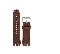 MAMA'S PEARL Ajuste For Pulsera Fit For SWATCH YOS440 449 401G 447 448 23mm Cuero Genuino Hombres Negro Marrón Correa De Reloj Con Cierre De Acero(Frosted Brown-steel)