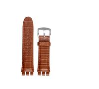 MAMA'S PEARL Ajuste For Pulsera Fit For SWATCH YOS440 449 401G 447 448 23mm Cuero Genuino Hombres Negro Marrón Correa De Reloj Con Cierre De Acero(A light brown-steel)