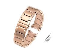 MAMA'S PEARL Correa con extremo curvado sólido for Armani AR2448 AR2447 AR2432 AR2433 AR2458 AR2434 AR245, pulsera de acero, cadena de reloj, correa de reloj de 22mm(Rose gold)