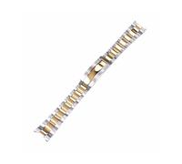 MAMA'S PEARL Correa De Acero De 20mm Con Hebilla Microajustable Apta For Pulsera Fit For Oyster For Submarino Log Nh35 Apta For Caja De Reloj Fit For SEIKO(Silver and Gold)
