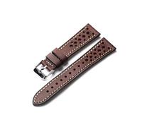 MAMA'S PEARL Correa de cuero Diseño ventilado 18 20 21 22 MM Verde Marrón Gris Pulsera ultrafina for hombre(Maroon,22mm)