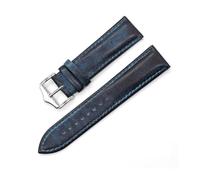 MAMA'S PEARL Correa de cuero for reloj, hebilla de 20mm y 22mm, correa de reloj negra y azul, correa de repuesto(Blue,20mm)