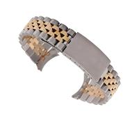 MAMA'S PEARL Correa de metal con extremo curvo apta for correas de reloj For Rolex 18/19/20/21 mm Serie de bandas de acero inoxidable sólido for accesorios de pulsera for hombres For DATEJUST(Silver G