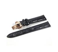 MAMA'S PEARL Correa de reloj correas de cuero genuino correa de reloj hebilla de mariposa accesorios de reloj cinturón 18mm 20mm 22mm 24mm(Black-RG,16mm)