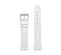 MAMA'S PEARL Correa De Reloj De 17mm Y 19mm Apta For SWATCH, Pulsera De Cuero Con Boca Convexa, Correa De Reloj Deportiva Resistente Al Agua For Hombres Y Mujeres(WHITE,19mm)