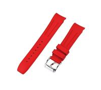 MAMA'S PEARL Correa De Reloj De Caucho De Flúor 20 Mm 21 Mm 22 Mm Apto For Rolex Apto For Water Ghost Apto For Omega Correa De Reloj Deportiva Con Extremo Curvo Cinturón Universal(Red,21mm)
