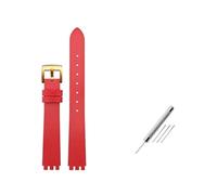 MAMA'S PEARL Correa de reloj de cuero apta for pulsera de mujer For Swatch Series LP131 LW143 YSS317G LK292G YSS306(Red-gold)