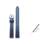 MAMA'S PEARL Correa de reloj de cuero apta for pulsera de mujer For Swatch Series LP131 LW143 YSS317G LK292G YSS306(Blue-silver)