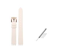 MAMA'S PEARL Correa de reloj de cuero apta for pulsera de mujer For Swatch Series LP131 LW143 YSS317G LK292G YSS306(White-rosegold)