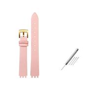 MAMA'S PEARL Correa de reloj de cuero apta for pulsera de mujer For Swatch Series LP131 LW143 YSS317G LK292G YSS306(Pink-gold)