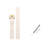 MAMA'S PEARL Correa de reloj de cuero apta for pulsera de mujer For Swatch Series LP131 LW143 YSS317G LK292G YSS306(White-gold)