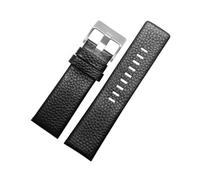 MAMA'S PEARL Correa de reloj de cuero apta for relojes diésel DZ1405 4323 4344 4427 7257 4283 pulsera con hebilla en relieve 24 26 28mm(Black silverbuckle,27mm)