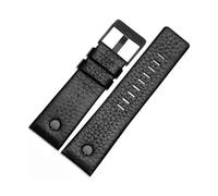 MAMA'S PEARL Correa de reloj de cuero con remache, correa de reloj, pulsera apta for diésel DZ7313 DZ7333 7322 7257 4318 7348 7334 de repuesto(Black Black buckle,22mm)