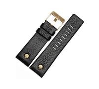 MAMA'S PEARL Correa De Reloj De Cuero Con Remache, Correa De Reloj, Pulsera Apta For Diésel DZ7313 DZ7333 7322 7257 4318 7348 7334 De Repuesto(Black Gold buckle,26mm)