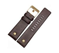 MAMA'S PEARL Correa de reloj de cuero con remache, correa de reloj, pulsera apta for diésel DZ7313 DZ7333 7322 7257 4318 7348 7334 de repuesto(Brown Gold buckle,30mm)