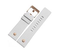 MAMA'S PEARL Correa de reloj de cuero con remache, correa de reloj, pulsera apta for diésel DZ7313 DZ7333 7322 7257 4318 7348 7334 de repuesto(White x rose gold,24mm)