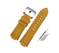 MAMA'S PEARL Correa de reloj de cuero esmerilado Vintage apta for Casio DW5600/5610 GA110 GM5600 GM2100 GA2100 pulsera de correa modificada marrón azul 16mm(Khaki-silver)