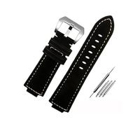 MAMA'S PEARL Correa de reloj de cuero esmerilado Vintage apta for Casio DW5600/5610 GA110 GM5600 GM2100 GA2100 pulsera de correa modificada marrón azul 16mm(Black-silver)