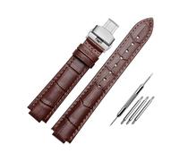 MAMA'S PEARL Correa de reloj de cuero for correa de boca convexa for mujer, 14 x 8 mm, 16 x 8 mm, 18 x 11 mm, 20 mm, accesorios for relojes(Brown silver bucke-B,20X12mm)