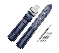 MAMA'S PEARL Correa de reloj de cuero for correa de boca convexa for mujer, 14 x 8 mm, 16 x 8 mm, 18 x 11 mm, 20 mm, accesorios for relojes(Blue silver bucke-B,14X8mm)