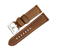 MAMA'S PEARL Correa De Reloj De Cuero For Hombre, Correa De Reloj De Trigo De 22mm, 24mm Y 26mm, Apta For Panerai(Brown S,24mm)