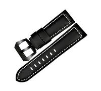 MAMA'S PEARL Correa De Reloj De Cuero For Hombre, Correa De Reloj De Trigo De 22mm, 24mm Y 26mm, Apta For Panerai(Black B,24mm)