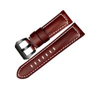 MAMA'S PEARL Correa De Reloj De Cuero For Hombre, Correa De Reloj De Trigo De 22mm, 24mm Y 26mm, Apta For Panerai(Red brown B,24mm)