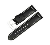 MAMA'S PEARL Correa De Reloj De Cuero For Hombre, Correa De Reloj De Trigo De 22mm, 24mm Y 26mm, Apta For Panerai(Black S,24mm)