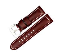 MAMA'S PEARL Correa De Reloj De Cuero For Hombre, Correa De Reloj De Trigo De 22mm, 24mm Y 26mm, Apta For Panerai(Red brown S,22mm)