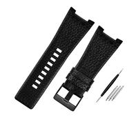 MAMA'S PEARL Correa De Reloj De Cuero For Hombre, Pulsera Con Muescas De 32mm, Compatible Con Diésel DZ1216 DZ1273 DZ4246 DZ4247DZ287(A black-black)