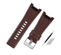 MAMA'S PEARL Correa De Reloj De Cuero For Hombre, Pulsera Con Muescas De 32mm, Compatible Con Diésel DZ1216 DZ1273 DZ4246 DZ4247DZ287(A Brown-silver)